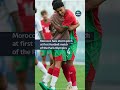 Morocco fans swarmed onto the pitch in protest against a late equaliser from Argentina  #itvnews