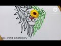 Lion with sunflower 🦁🌻 Hand embroidery 🪡 | Tips world embroidery 🧵