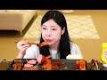 ASMR MUKBANG| Fire spicy Mushrooms, Fire Noodles, Sausage, Spam, Big Ham.