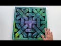 3D TAPE ACRYLIC POUR FLUIDART step by step painting tutorial Zentangle inspiration #art #painting
