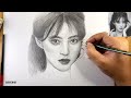 Girl's realistic sketch drawing using graphite pencil
