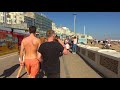 BRIGHTON BEACH PROMENADE WALK with Crowds Enjoying the Sun, Beach Bars, Stalls, Pier, i360 | England