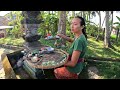 Hindu Family in Bali Indonesia Offering Family Prayer