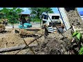 WOW Incredible! Delete Dry Pond 1 Day Complete 100% By Dozer INOUE D20P Pushing Soil Fast & 5T Truck