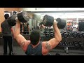 Shoulder presses 1st heavy set 100 lb dumbells