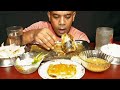 EATING BIG FISH HEAD, POTATO FRY, SALAD, EGG, DAL  AND WHITE RICE MUKBANG SHOW.