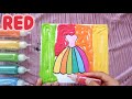 Princess Dress Rainbow coloring and drawing How To Draw, Paint &Color for kids |PINK  GIRL