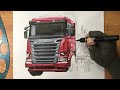 Drawing SCANIA R520 Timber Truck