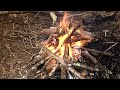 Solo Overnight Improving the Poachers Camp During a Snowstorm and Cooking Meat on a Rock