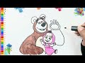 Drawing and coloring Masha and the Bear animation | Easy Tutorial for Kids #15