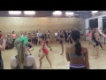 Maddie, kenzie, Brynn, Kendall, Nia, Jojo and Perris practicing Scorpions and Leaps at the ALDC LA