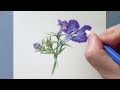 색연필로 그리는 작고 파란 꽃 로벨리아 / Small and blue flower lobelia drawing with colored pencils