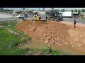 Just Start a New Project By Bulldozer Komatsu D31P & 5T Truck Pushing Siol Into Feild
