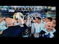 Copa america final 2021. Argentina team receiving award and Messi lifting the tropy