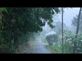 Heavy rain, thunderstorm in rural Indonesia||flash flood almost happened||3 hour rain video