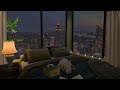 Cozy Bedroom With A Night View Of City. Cozy Ambience ASMR.