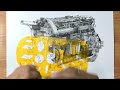 Drawing SCANIA Semi Truck V8 Engine