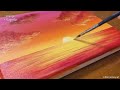 Sunset / Acrylic painting for beginners/ Painting Tutorial / Acrylic painting on Canvas/ #178