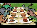Carnivore vs Herbivore Dinosaurs | Dinosaur Food Matching Game with Hamburger Ingredients