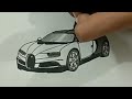 How to draw Bugatti Chiron |easy steps |sports car drawing |tutorial for beginners