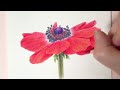 색연필감성꽃그림 / 쨍한 빨간색 꽃 그리기 / 아네모네 / Bright red flower drawing with colored pencils