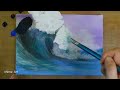 Easy 1 Brush Sea Painting 💜🌊 / Acrylic painting for beginners