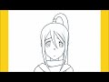 How to draw Tsubaki with guidelines step by step (Soul Eater)