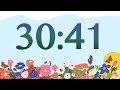 45 Minute Cute Spring Bees and Flowers Classroom Timer (No Music, Piano Alarm at End)