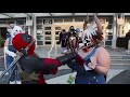 Comiccon : Deadpool meets monster girl cow. He wants some milk 🥛🐮#monstergirls #deadpool