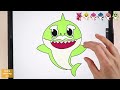 How To Draw pinkfong Baby Shark - easy drawing, coloring Pages