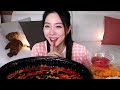 A collaboration between spicy Buldak noodles🔥 and steamed rosé chicken!! Korean food jjimdak mukbang