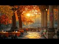 Autumn Morning Coffee Porch Ambience with Falling Leaves ~ Relaxing Jazz Music for Good Mood