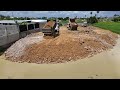 02|Update 70% Project!! Filling Land Flooded land Use Dozer MITSUBISHI Push the ground & Dump Trucks