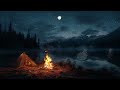 Camping by the Lake with a Campfire | Night Campfire Sounds for a Wonderful Sleep Every Night