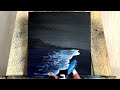 ‍Easy Sea painting🌊/beach painting🏖️/How to paint Sea in the starry night✨/#sea #beach #starrynight