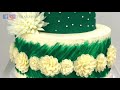 Piped Buttercream Floral Two Tiered Cake - ZIBAKERIZ