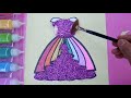 Glitter Dress Coloring and Drawing for Kids ,Toddlers|Learning Colors
