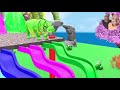 Long Slide Game With Elephant Gorilla Buffalo Hippopotamus Tiger - 3d Animal Game - Funny 3d Animals