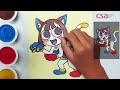 Draw And Coloring Pomni Turns To A Cat - The Amazing Digital Circus - Sand Painting