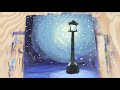 Winter Streetlight｜Landscape Acrylic Painting Step by Step on Mini Canvas #5｜Satisfying Demo