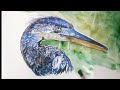 The Great Blue Heron / Watercolor Painting / Watercolor By Artist By Passion