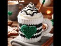 Charming crochet coffee mug cover design model knitted with wool. #crochetpattern #shareideas #craft