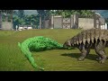 Green Dinosaur TRex vs Bloodlust Green Carnotaurus IRex  Dino Battle Royale Jurassic World Evolution