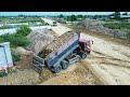 Great project road making and leveling with bulldozer Luigong B160C and dump trucks