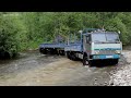 Russian & British Trucks on Flooded Road! GAZ, URAL, KAMAZ, BEDFORD on Heavy Offroad