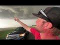 STORM CHASER NEARLY TAKEN OUT BY SOFTBALL HAIL! Then drones tornado!