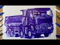 Drawing RENAULT Dump Truck with Ballpens