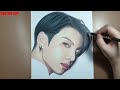 How to draw Jung Kook 정국 in color pencils| Drawing with PQuynh Art