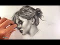 How to draw realistic without any outline || charcoal pencil drawing #sketch