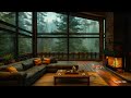 Rainy Day Retreat | Tranquil Cabin Ambience & Soft Rain Sounds for Relax | Tranquil Jazz Atmosphere🎶